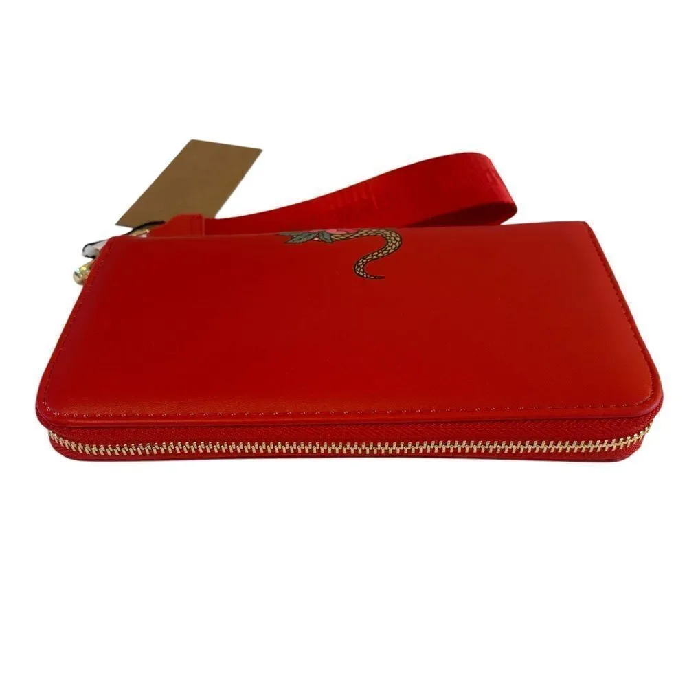 Steve Madden Year of the Snake Red Wallet/Wristlet with Floral Design.
